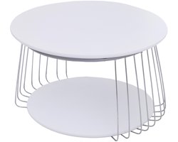 MCA salontafel MCW-P60, bijzettafel koffietafel loungetafel, metaal MDF rond Ø 70 cm ~ wit
