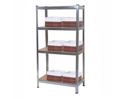 MCW-D67 rekken voor zwaar gebruik, werkplaatsrekken, 160x80x40cm draagvermogen tot 320kg met 6x opbergmand MCW-C21 ~ gegalvaniseerd