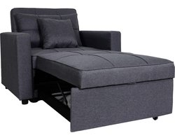 MCW-L90 fauteuil slaapbank, inklapbare fauteuil slaapbank logeerbed, ligvlak 197x103cm stof/textiel ~ donkergrijs