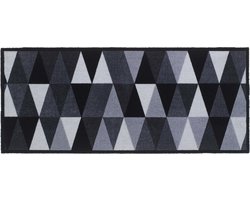 MD Entree - Design mat - Universal - Geomatric Silver - Vloerkleed - Antislip - Machine wasbaar - 67 x 150 cm