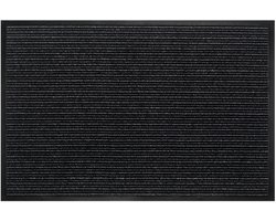 MD Entree - Deurmat - Maxi Dry Stripe - Antraciet - Vloerkleed - Met antislip - Wasbaar- Vocht absorberend - Hoge dichtheid 600gr/m2 - 80 x 120 cm
