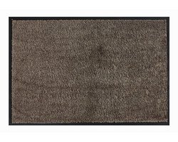 MD Entree - Deurmat - Schoonloopmat - Soft&Clean - 50 x 75 cm - Taupe - Vloerkleed - Met antislip - Machine wasbaar - Vocht absorberend - Hoge dichtheid 600gr/m2