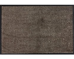 MD Entree - Deurmat - Schoonloopmat - Soft&Clean - 75 x 120 cm - Taupe - Vloerkleed - Met antislip - Machine wasbaar - Vocht absorberend - Hoge dichtheid 600gr/m2