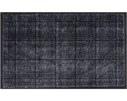 MD Entree - Deurmat - Schoonloopmat - Soft&Design - 55 x 90 cm - Blocks Antraciet - Vloerkleed - Met antislip - Machine wasbaar - Vocht absorberend - Hoge dichtheid 600gr/m2