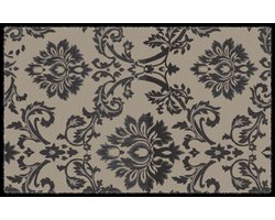 MD Entree - Deurmat - Schoonloopmat – Soft&Design- 55 x 90 cm – Ornament Grijs – Vloerkleed – Met antislip - Machine wasbaar - Vocht absorberend - Hoge dichtheid 600gr/m2
