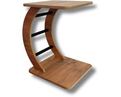 MDF Bijzettafel / Laptoptafel – 39x39x54 cm – Compact & Stevig – C-vorm – Houtlook – Moderne Tafel voor Woonkamer of Kantoor