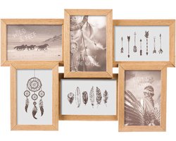 MDF Fotolijst Collage voor 6 Foto's van 15x10 & 10x15 Cm - Fotolijsten - Fotolijstje met 6 fotokaders - 44x3.2x31 Cm
