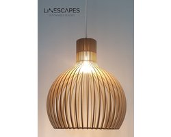 MDF Houten Hanglamp Bol Ribben - Medium 45cm - Lamp - Plafondlamp - E27 - Bohemian - Scandinavisch design