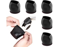 MDUG Set van 5 bureaustoelwielstoppers - meubelwielstoppers - vilten wieltjes voor hardhouten vloeren - bedpootstoppers - stoelpootbeschermers - vloerbeschermers voor meubelpoten - voorkomt uitglijden en krassen - 5 cm