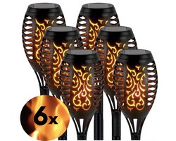 Mea Manu® Solar Tuinfakkels - 6 stuks - 50cm - Tuinverlichting op zonne-energie - Tuinlamp - Solar tuinverlichting - Tuinlantaarns - Padverlichting - Garden lights - LED - Buitenverlichting - Lantaarn - Kerstverlichting buiten - Automatisch