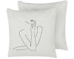 MEADOWFOAM - Sierkussen set van 2 - Wit - 45 x 45 cm - Katoen