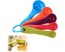 Measuring Spoons - Different Coloured Plastic Set of 5 for Liquids and Powders