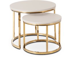 Mebel Elite Apulia - Salontafelset - Rond - Kasjmierkleurig - Goudkleurig