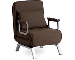 Mebel Elite Bart Luxe 3-in-1 Uitklapbare Slaapstoel Bruin - Inklapbare Slaapbank Met 5 Standen Verstelbare Rugleuning - Belastbaar Tot 125 kg - Moderne Slaapfauteuil - Logeerbed