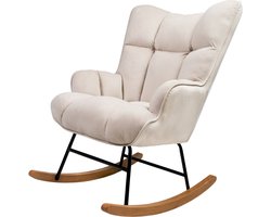 MEBEL6 - Schommelstoel Pads - Fauteuil - Velvet stof - Beige - Houten poten