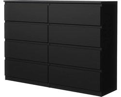 meble masztalerz Ladekast met 8 Lades - Houten Dressoir voor Slaapkamer en Woonkamer - Modern Design Ruimtebesparende Chest of Drawers 138,5x101,5x39 cm - Zwart