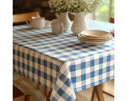 Meble od Nowa - Italiaanse Ruiten Tafellaken - 140x140 cm - Blauw