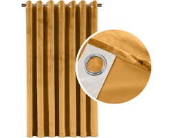 Meble od Nowa - Velours Verduisteringsgordijn - 140x250 cm - Geel - Op Ringen
