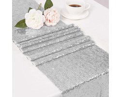 Meble odNowa - Tafelloper - Boho - Cekinrood - Zilver - 30x275 cm