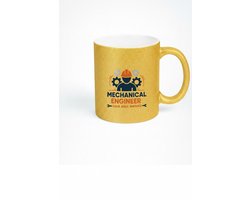 Mechanical Engineer Mok 330ml – Gouden Keramische Koffiemok met Tandwielen Design – Solve Build Innovate Cadeau voor Ingenieurs