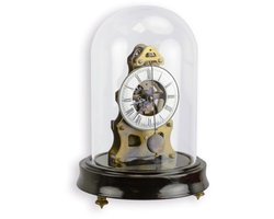 Mechanische tafelklok onder glazen stolp – klassieke uitvoering – elegant design – functionele klok met vintage uitstraling