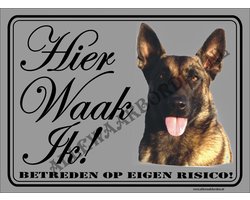 Mechelse Herder 164...Hier Waak ik!...formaat 15x20cm...(Zilver/zwart)