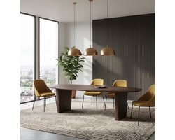 Medahomestore Eettafel Verona 300x130x75 cm – Ovale Massief Espresso Mangohouten Tafel – Luxe Robuuste Design Eettafel voor Grote Gezelschappen