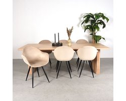 Medahomestore Luxe Eettafel Verona – 210x100x75 cm – Massief Naturel Eiken – Scandinavische Design Eettafel – Grote Rechthoekige Tafel voor 6 Personen