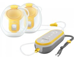 Medela Freestyle Hands-Free borstkolf – Dubbele elektrische handsfree borstkolf – Draagbaar - Transparant/Geel – Inclusief oplaadbare accu