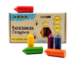 Medenka® Bijenwas Krijtjes Junior – Milieuvriendelijke en Veilige Teken krijtjes voor Kinderen - Gemaakt van Pure Bijenwas - Zachte Grip voor Kleine Handjes - Levendige Kleuren - Duurzaam & Natuurlijke Samenstelling