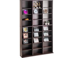 Media-Opbergkast met 9 Lagen, Verstelbare Dvd-Plank voor 756 Cd'S, 27 Vakken, voor het Organiseren van Muziek, Films, Games en Memorabilia, Espresso Afwerking