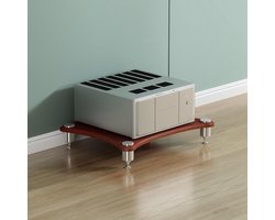 Mediastandaard Kast - Opbergrek Audio - Apparatuur Organiseren - Stevig Stalen Frame - 60x50x80cm - Rood Walnoot