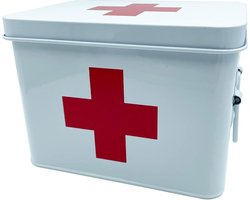 Medicijnenbox Organizer Opslag Metalen Doos Verbandkast Robuust Vocht Vervuiling Veilig Comfortabel Wit 22 cm