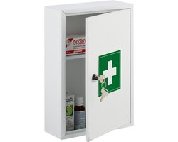 medicijnkast afsluitbaar - 2 vakken - 32 x 21,5 x 9,5 cm - voor verband - wit-groen