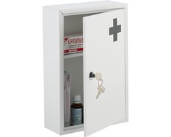 medicijnkast afsluitbaar - 2 vakken - apothekerskast - 32 x 21,5 x 8 cm - wit