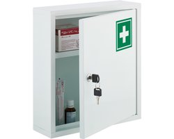medicijnkast afsluitbaar - met slot - 2 vakken - 36 x 31,5 x 10 cm - hangend - wit-groen