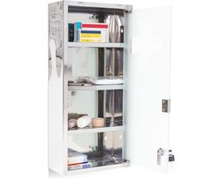 medicijnkast hangend - groot - melkglas - 57 x 27 x 12 cm - 4 planken - afsluitbaar