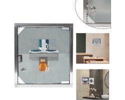 Medicijnkast Uit Edelstaal Met 2 Compartimenten, Glazen Deur En Sluitbaar Met Slot, Eerstehulpkast, Thuisapotheekkast 30 X 30 X 12 Cm