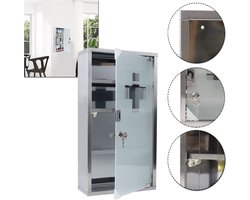 Medicijnkast Van Edelstaal Met 4 Compartimenten, Glazen Deur En Sluitbaar Met Slot, Eerstehulpkast, Thuisapotheekkast 57,5 X 30 X 12 Cm