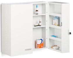 medicijnkast XXL - 11 vakken - afsluitbaar - 2 deuren - metaal - 53 x 53 x 20 cm - wit