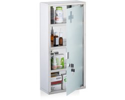 medicijnkastje afsluitbaar - 4 vakken - 57 x 27 x 12 cm - rvs - hangend
