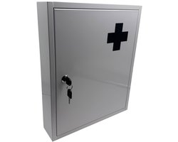 Medicijnkastje afsluitbaar - 5 vakken - 43 x 35,5 x 8 cm - wit-grijs