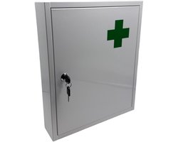 Medicijnkastje afsluitbaar - 5 vakken - 43 x 35,5 x 8 cm - wit-groen