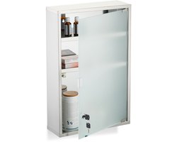 medicijnkastje met slot - 58 x 38 x 13 cm - 3 vakken - afsluitbaar - rvs