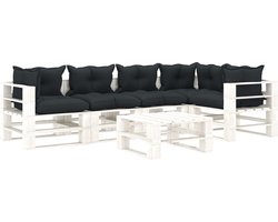 Medina 6-delige Loungeset met antracietkleurige kussens pallet hout