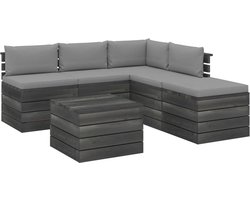 Medina 6-delige Loungeset met kussens pallet grenenhout