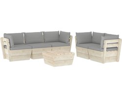 Medina 6-delige Loungeset met kussens pallet vurenhout