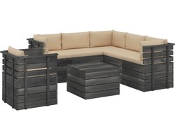 Medina 7-delige Loungeset met kussens pallet massief grenenhout