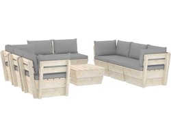 Medina 9-delige Loungeset met kussens pallet vurenhout