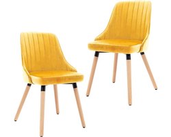 Medina Eetkamerstoelen 2 st fluweel geel